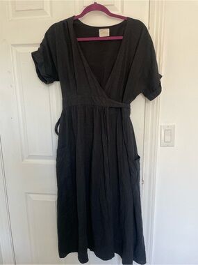 urban outfitters black linen dress Urban Outfitters | Dresses | Urban Outfitters Uo Buttondown Strappy Back Linen Dress Black Womens Xs